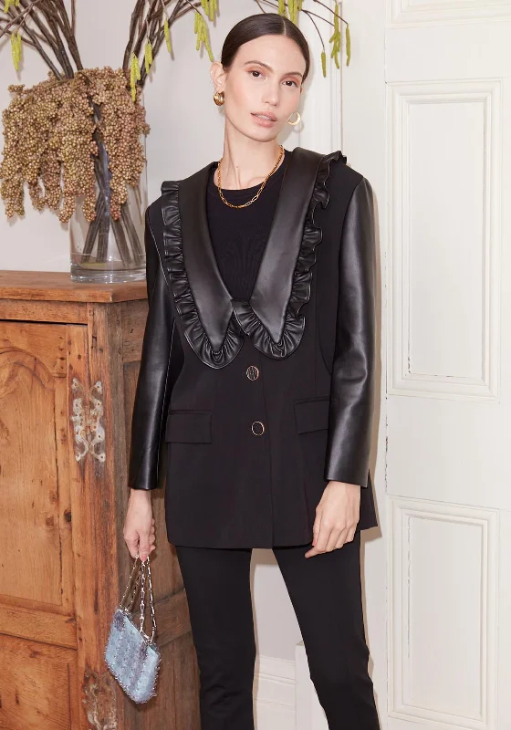 Extra Savings Jovonna Faux Leather Chelsea Collar Jacket, Black