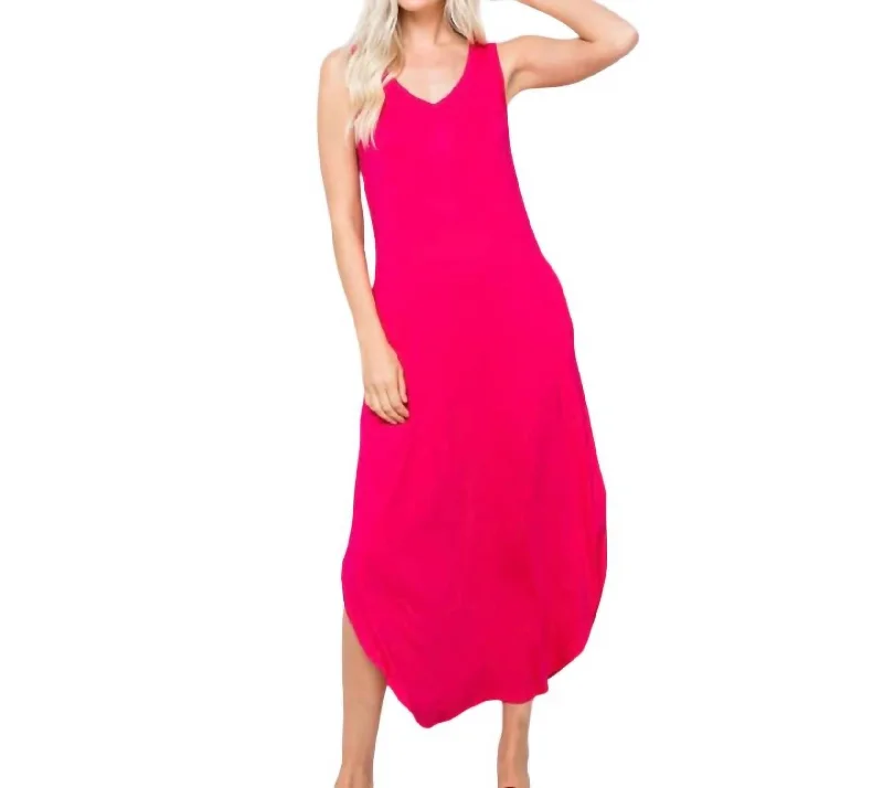 Savings Bonanza Darlene Soft Knit Jersey Sleeveless Dress In Pink