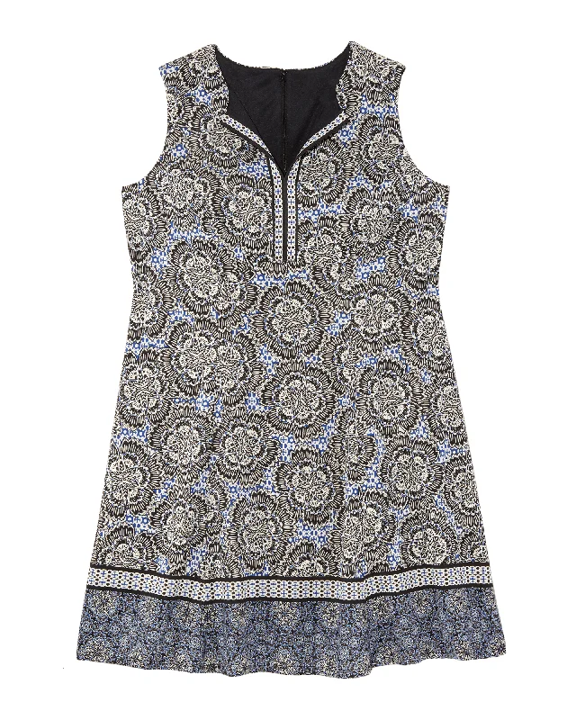 Markdowns Ana Floral Scuba Dress | Light Blue / Charcoal Grey