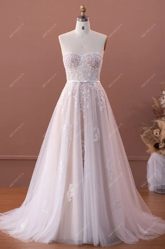 Great Deals Visible Boning Sweetheart Corset Lace A-line Wedding Dress