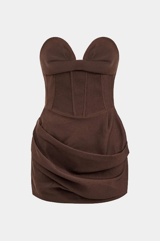 New Markdowns Ruched Corset Strapless Mini Dress