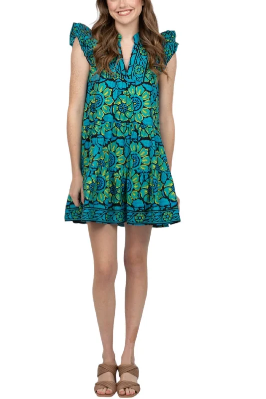 Inventory Reduction Ember Dress In Shania Turquoise