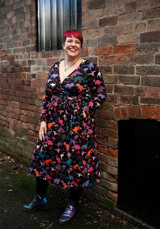 Take Advantage Ingo Multicoloured Dinosaur Print Cotton Midi Dress