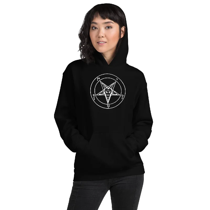 Stock Clearance Sigil of Baphomet Occult Symbol on Black Women's Hoodie Sweatshirt