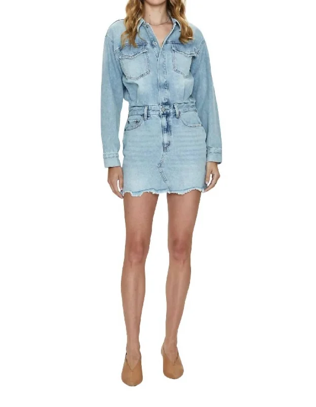 Time-Limited Offer Nina Long Sleeve Mini Dress In Reservoir