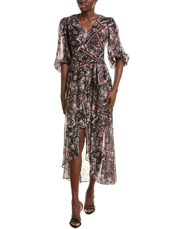 Flash Sale Eliza J Printed Metallic Clip Chiffon Maxi Dress