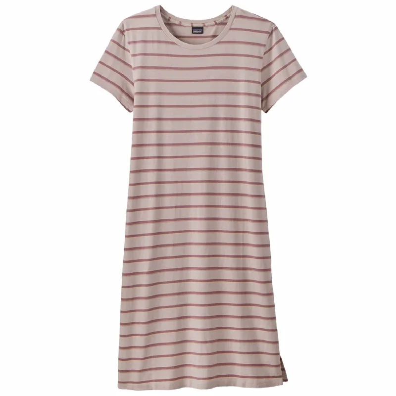 Blowout Sale Women's Regenerative Organic Certified Cotton T-Shirt Dress In Sunset Stripe,shroom Taupe