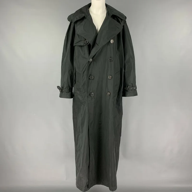Weekend Flash Sale JEAN PAUL GAULTIER Size 8 Black Polyester Silk Long Trench Coat