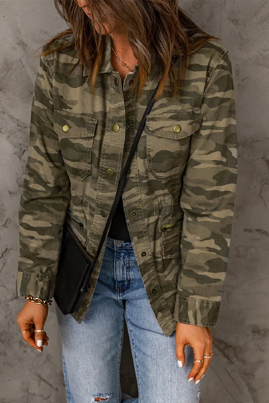 Members Only Camouflage Snap Down Jacket