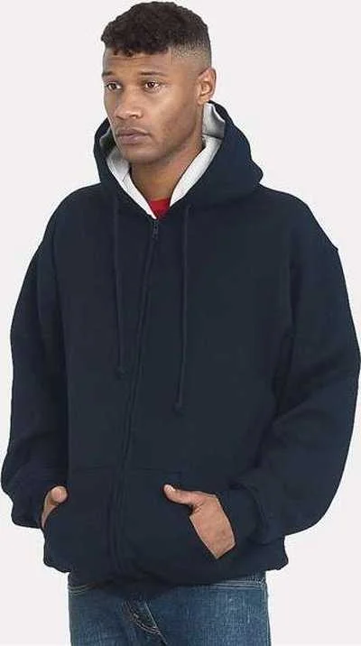 Loyalty Reward Bayside 940 USA-Made Super Heavy Thermal Lined Full-Zip Hooded Sweatshirt - Navy Cream Loyalty Reward Bayside 940 USA-Made Super Heavy Thermal Lined Full-Zip Hooded Sweatshirt - Navy Cream