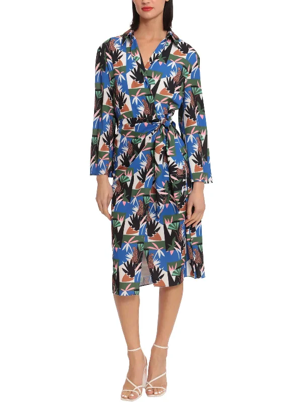 Buy Now Womens Printed Collared Wrap Dress