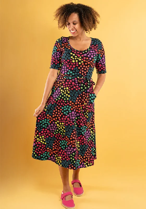 Today’s Deal Reeva Bright Stars Print Cotton Midi Dress