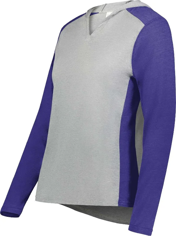 Can't Miss Augusta 6902 Ladies Gameday Vintage Hoodie - Gray Heather Purple Heather