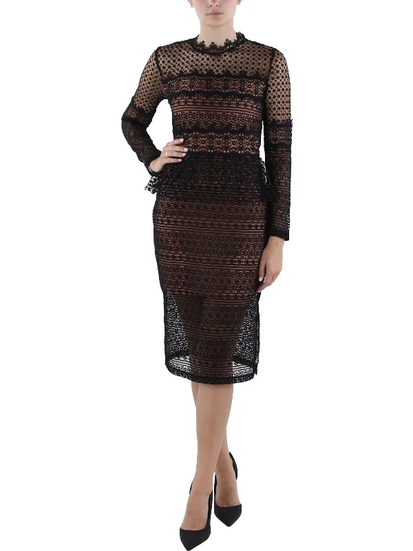 Price Rollback Womens Lace Overlay Knee Length Midi Dress