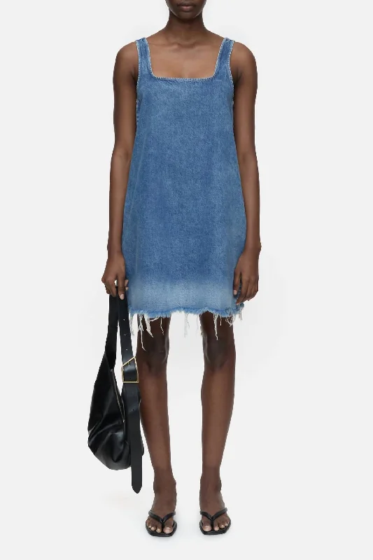 Low Prices Short Denim Dress In Dark Blue