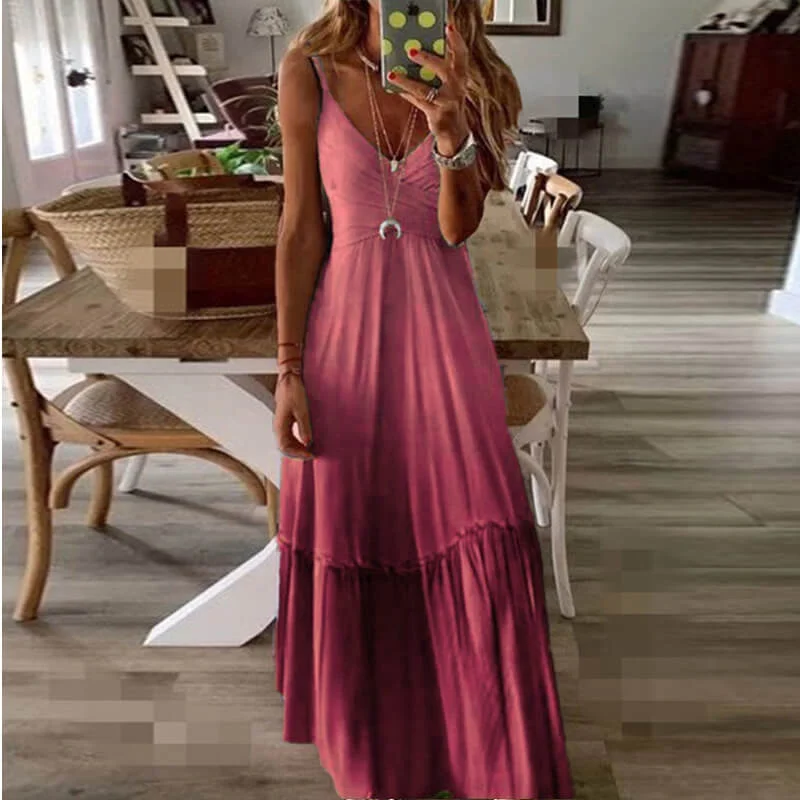 Exclusive Deal Plus Size Spaghetti Strap Print Maxi Dress