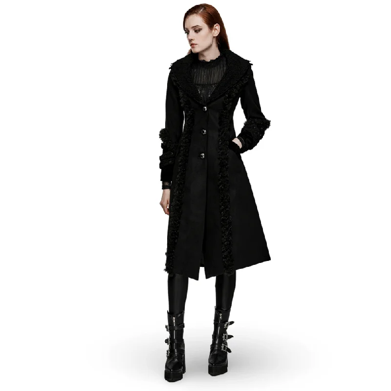 Factory Direct Sale Stylish Engraved Button Gothic Plush-Striped Coat
