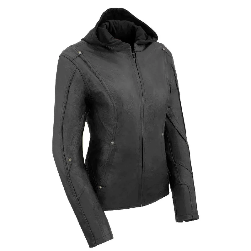 Daily Deals Milwaukee Leather MLL2555 Women's Black 3/4 Hooded Leather Jacket with Side Stretch Daily Deals Milwaukee Leather MLL2555 Women's Black 3/4 Hooded Leather Jacket with Side Stretch