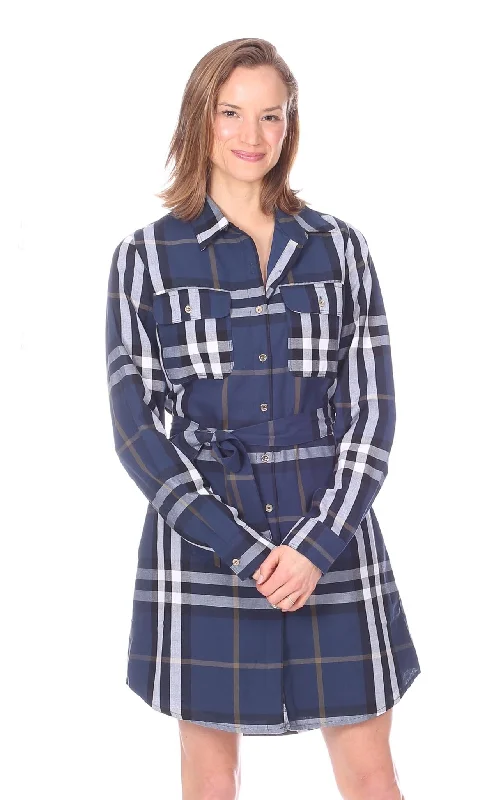 Can't Miss Sasha Dress in Navy Plaid