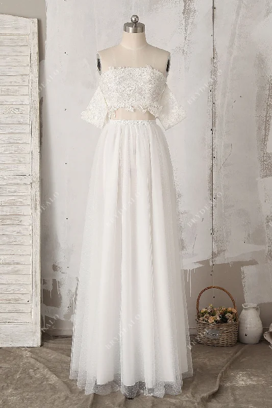 Deal Zone Two-piece Lace Tulle A-line Beach Wedding Dress