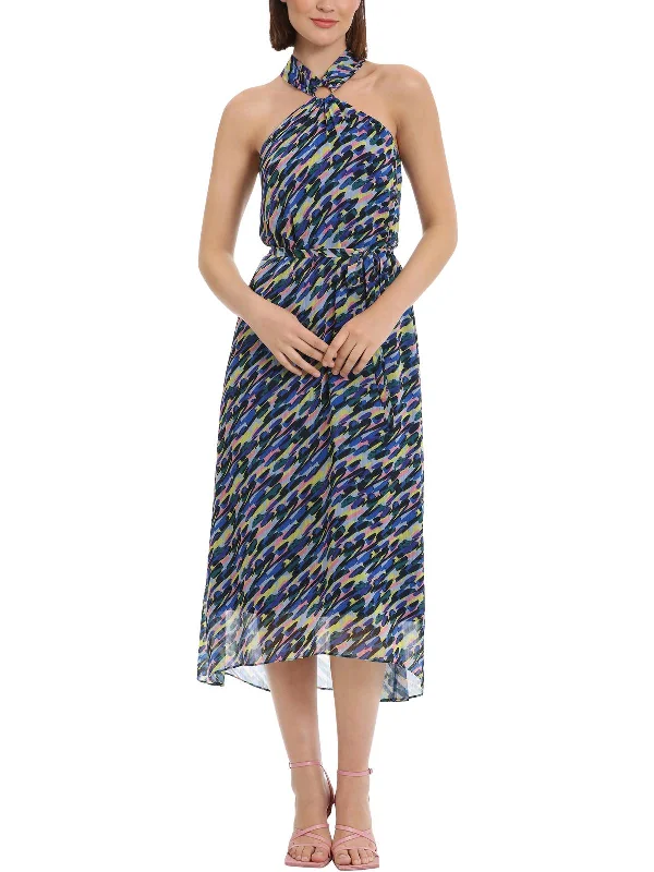 Clearance Items Womens Printed Sleeveless Halter Dress