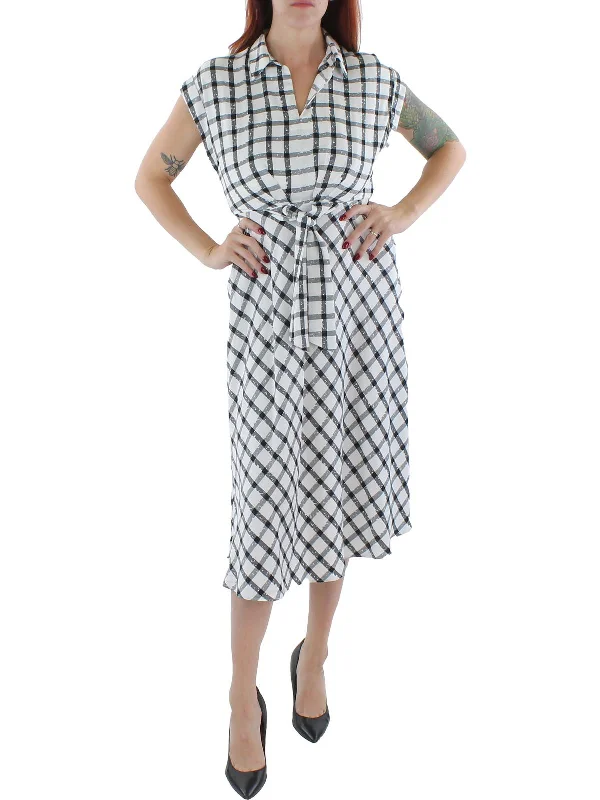 Today Only Womens Crepe Checkered Fit & Flare Dress