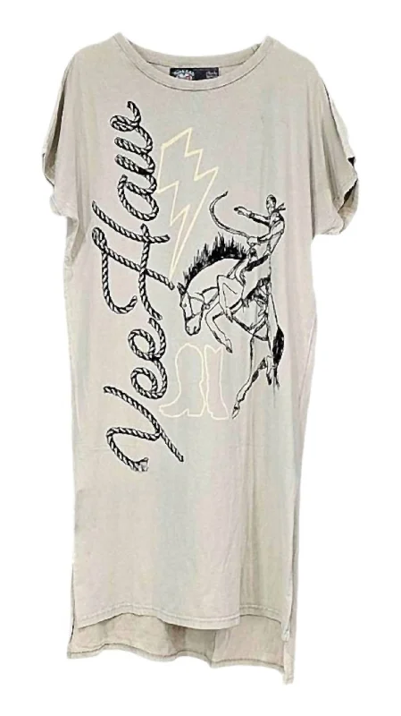 Closeout Women's Yeehaw Tee Shirt Dress In Taupe