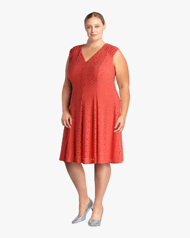 Holiday Sale Maria Eyelet A-Line Dress | Coral