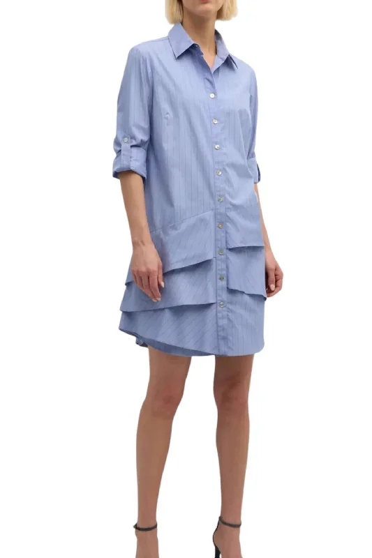 Buy Now Jenna Chalk Stripe Dress In Peri Blue