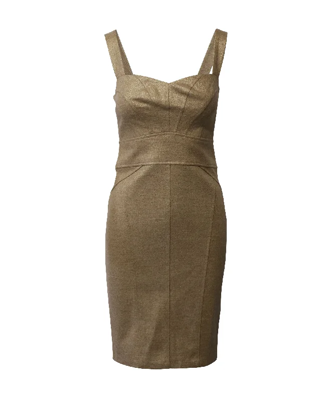 Final Markdown Diane Von Furstenberg Gold Lame Sheath Dress in Viscose