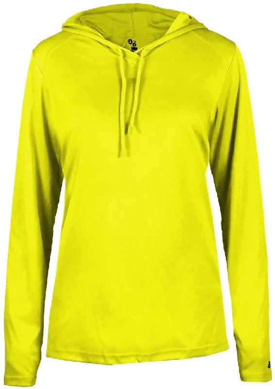Year-End Sale Badger Sport 4165 B-Core Long Sleeve Ladies Hoodie Tee - Safety Yellow Green Year-End Sale Badger Sport 4165 B-Core Long Sleeve Ladies Hoodie Tee - Safety Yellow Green