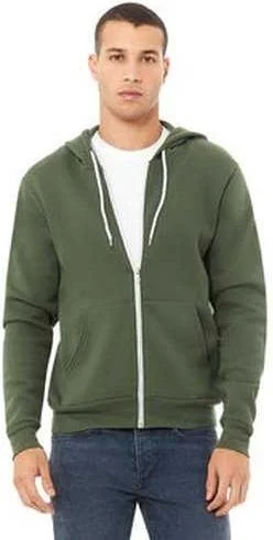 Great Deals Bella + Canvas 3739 Unisex Poly-Cotton Fleece Full-Zip Hooded Sweatshirt - Military Green Great Deals Bella + Canvas 3739 Unisex Poly-Cotton Fleece Full-Zip Hooded Sweatshirt - Military Green