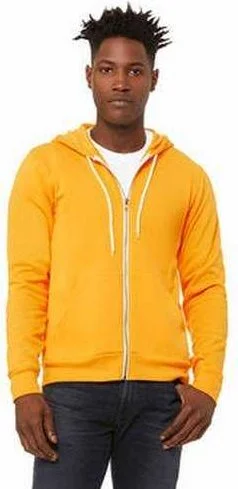 Online Specials Bella + Canvas 3739 Unisex Poly-Cotton Fleece Full-Zip Hooded Sweatshirt - Gold Online Specials Bella + Canvas 3739 Unisex Poly-Cotton Fleece Full-Zip Hooded Sweatshirt - Gold