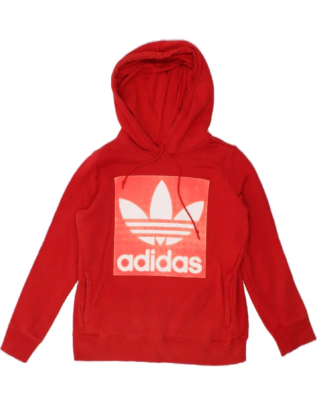 Price Drop Alert ADIDAS Womens Graphic Hoodie Jumper UK 8 Small Red Cotton