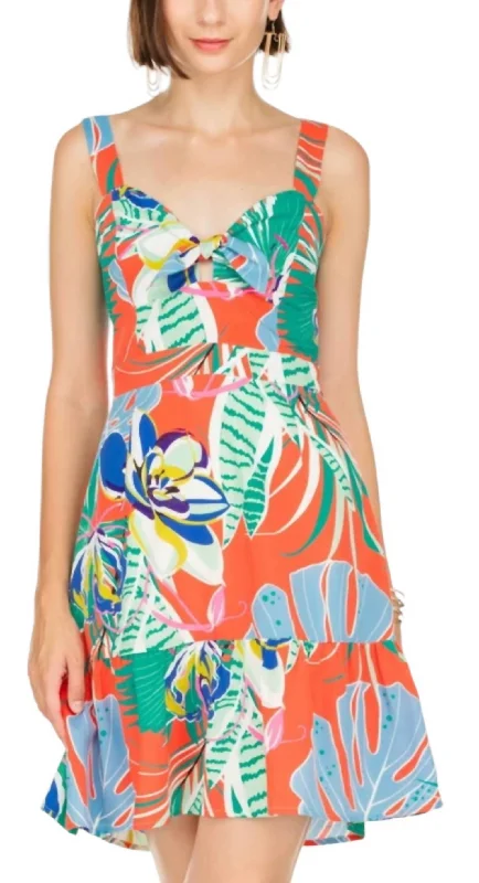 Sneak Peek Sale Front Tie Fitted Sundress In Primary Forest