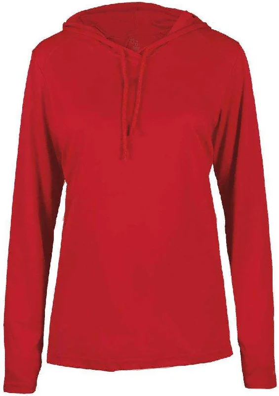 Weekend Deal Badger Sport 4165 B-Core Long Sleeve Ladies Hoodie Tee - Red