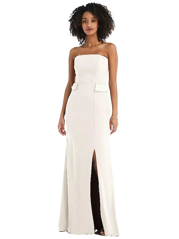 Exclusive Online Offer Strapless Tuxedo Maxi Dress with Front Slit