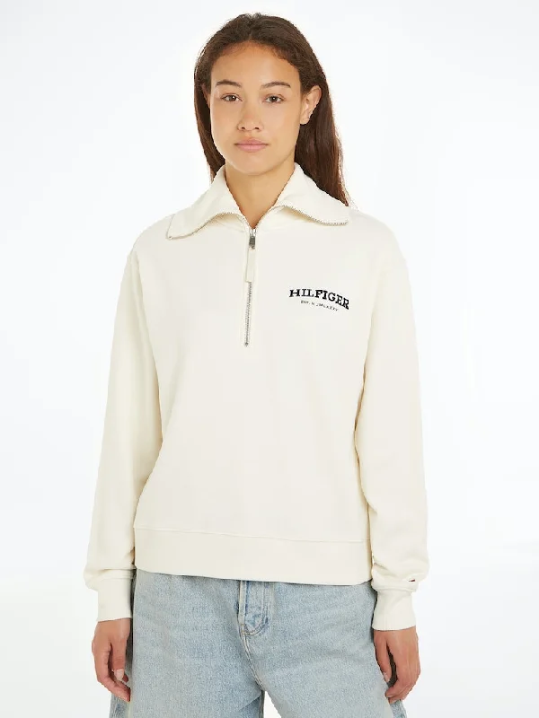 Closeout Hilfiger Monotype Flock Logo Half-Zip Sweatshirt