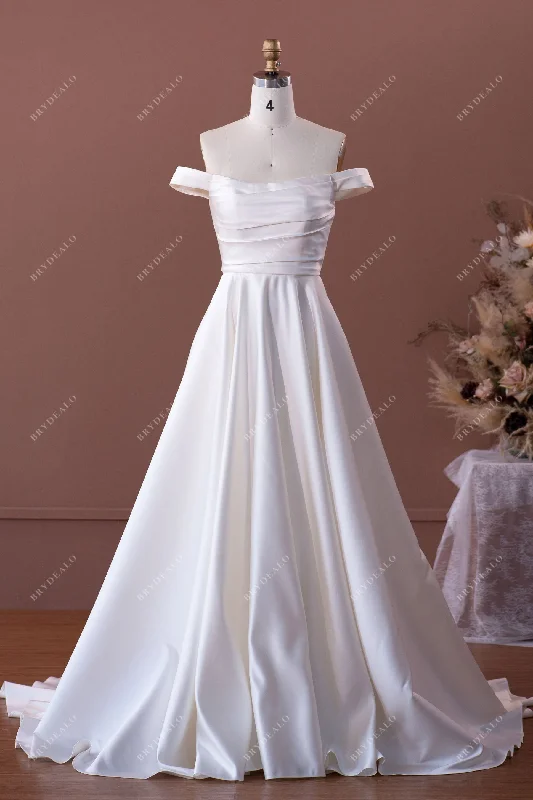Huge Savings Elegant Ruched OFF-shoulder Satin Wedding Dress