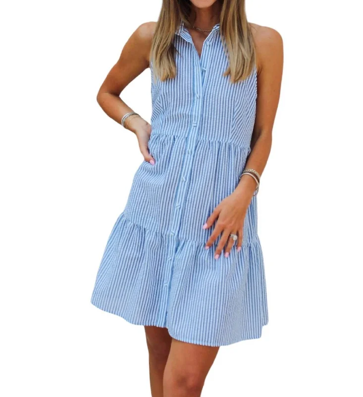 Deal of the Week Kairo Dress In Blue Seersucker