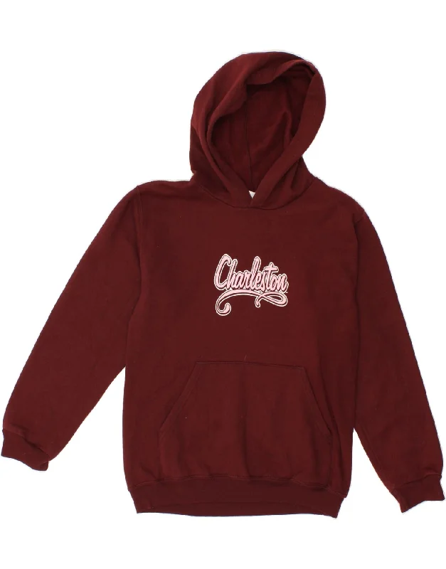 Bargain Prices CHAMPION Womens Graphic Hoodie Jumper UK 14 Large Burgundy Cotton