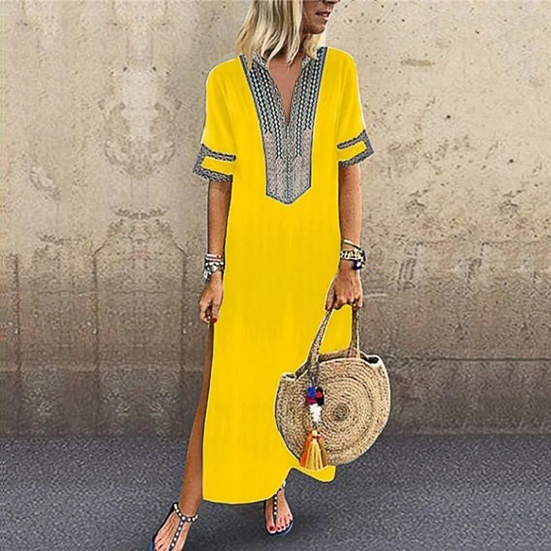 Limited Quantity Plus Size Casual Loose Print Maxi Dress