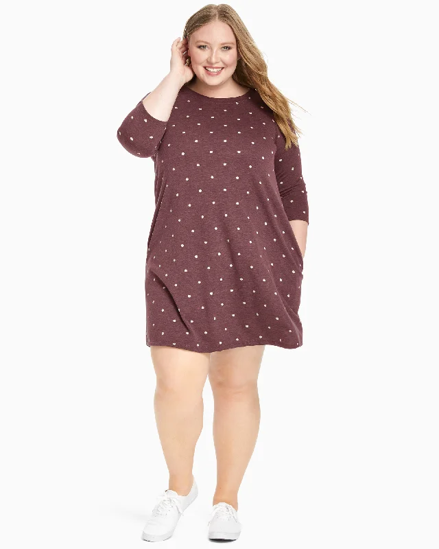 Hurry In Vita Three-Quarter Sleeve Tee Dress | Burgundy / White