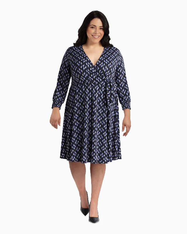 Crazy Deals Madison Faux Wrap Dress | Royal Blue / Black