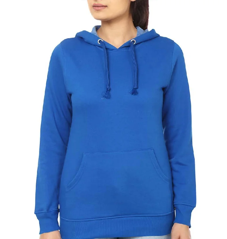 Exclusive Preview Plain Royal Blue Hoodie Sweatshirt for Women