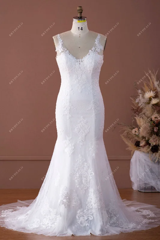 Price Drop Light Ivory Straps V-neck Size Mermaid Wedding Dress