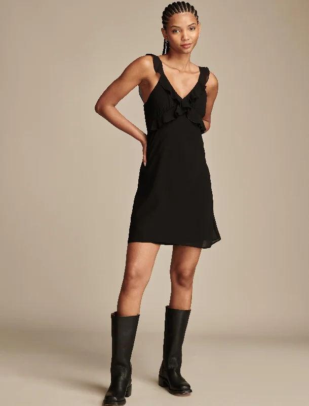 Exclusive Online Offer Lucky Brand Women's V-Neck Ruffle Mini Dress