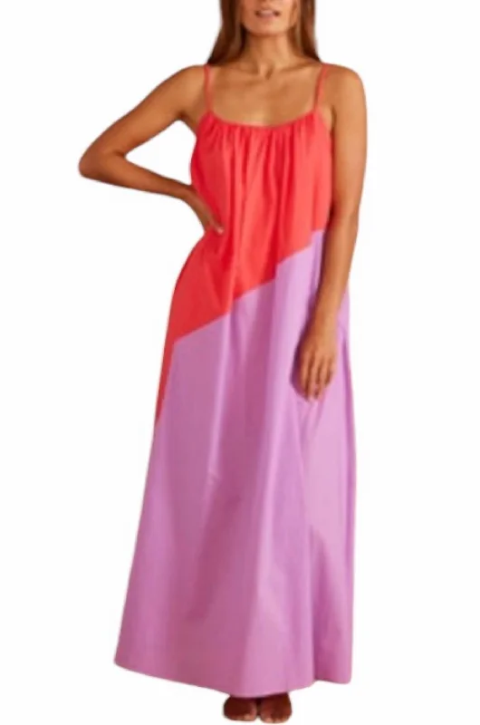Bonus Savings Cartagena Maxi Dress In Red Color Block
