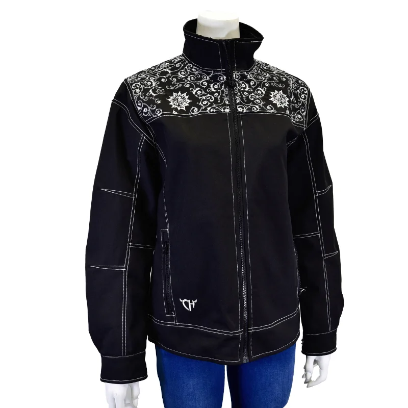 New Deals Womens Cowgirl Hardware Skull Black Tech Jacket