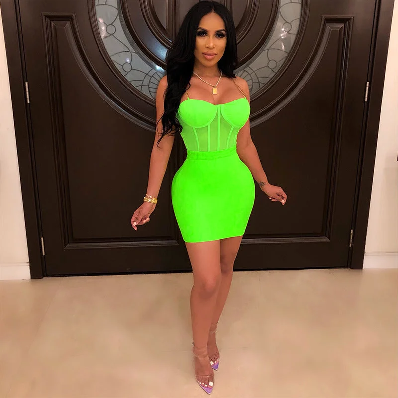 Special Offer Spaghetti Strap Empire Waist Patchwork Backless Dress